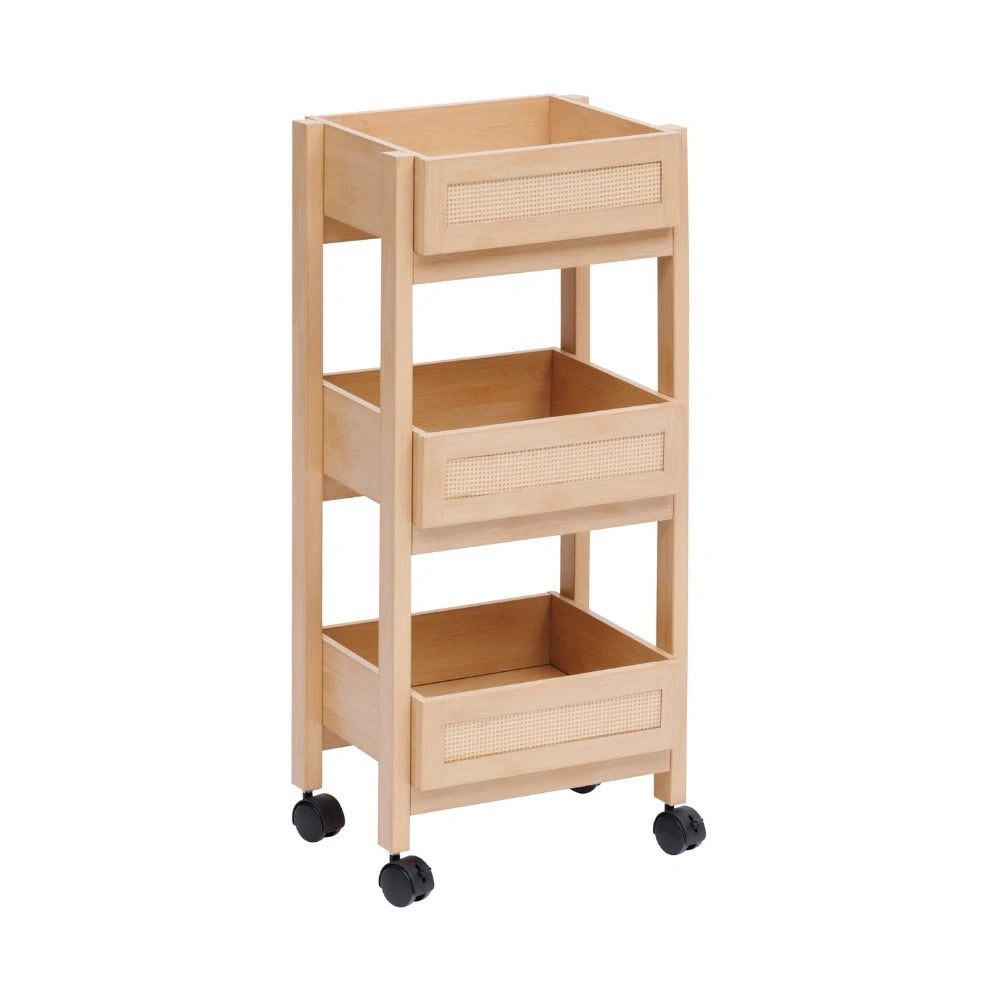 Japandi houten trolley met webbing-look Five®