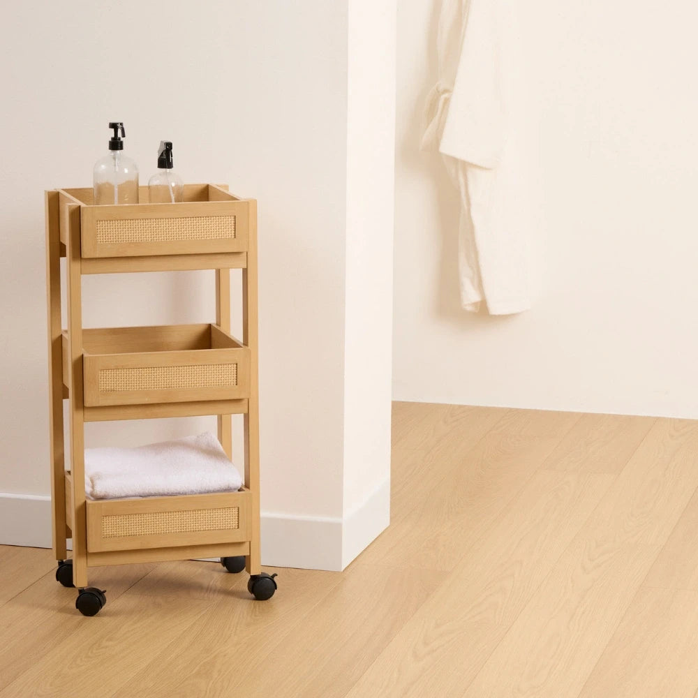 Japandi houten trolley met webbing-look Five®
