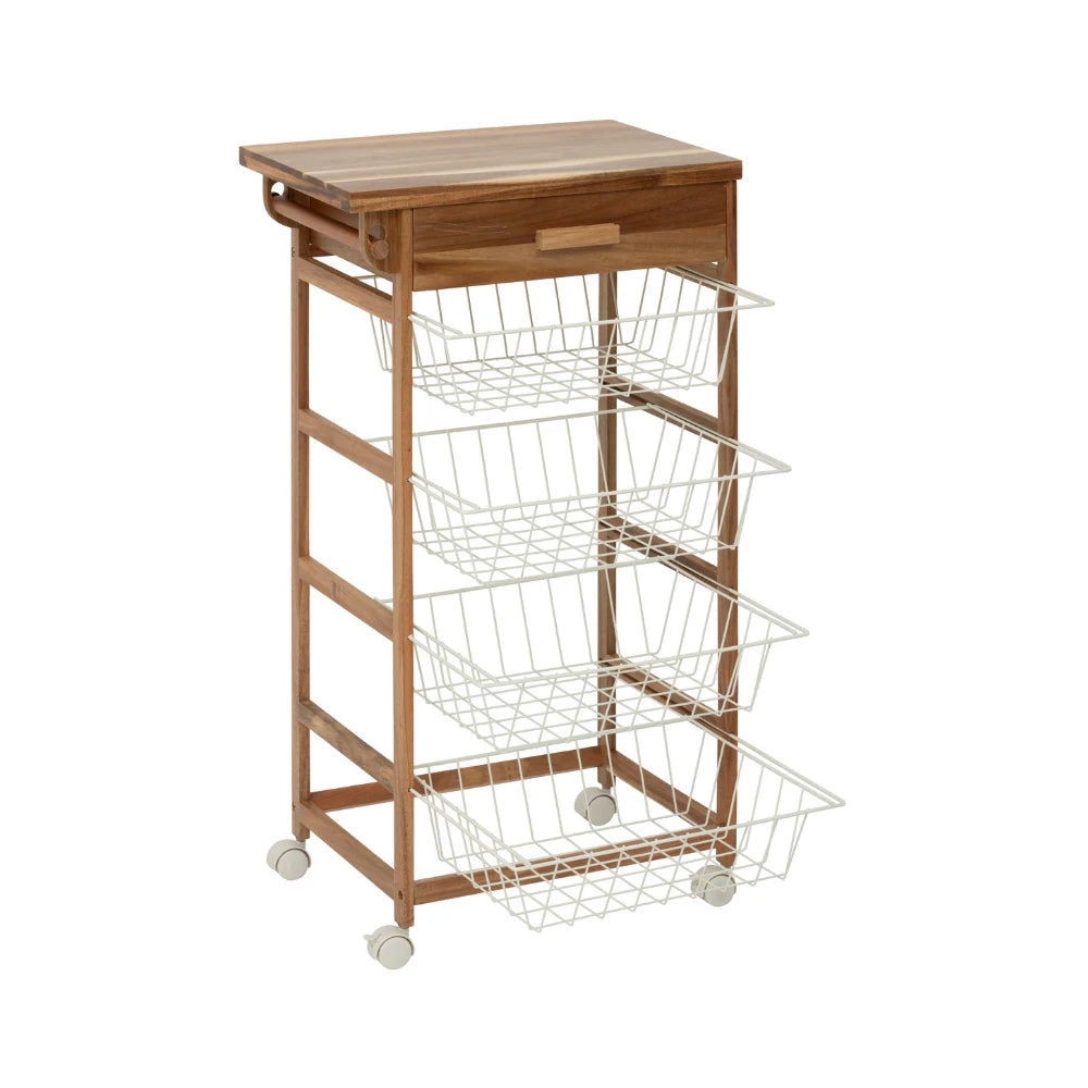 Houten keukentrolley met opbergmanden Five®