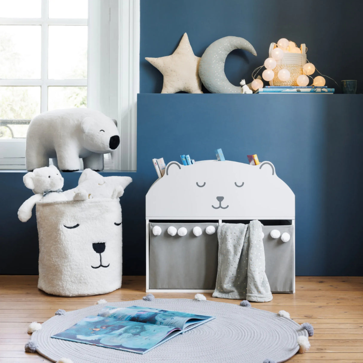 Teddybeer boekenkast kinderkamer met opbergruimte Atmosphera