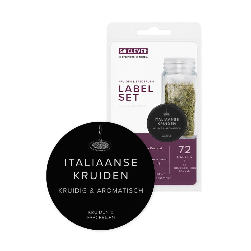 So Clever kruidenset Organizer Lade met 12 Kruidenpotjes en 72 Labels