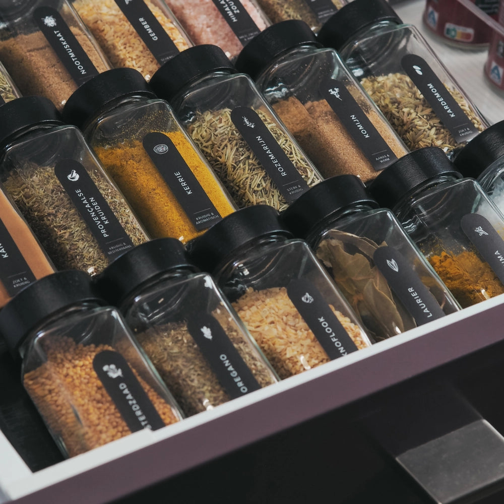 So Clever kruidenset Kruidenrek Lade met 24 Kruidenpotjes en 72 Labels