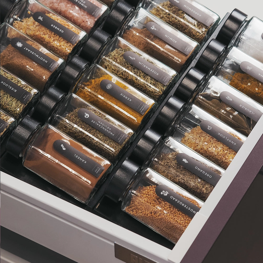 So Clever kruidenset Kruidenrek Lade met 24 Kruidenpotjes en 72 Labels