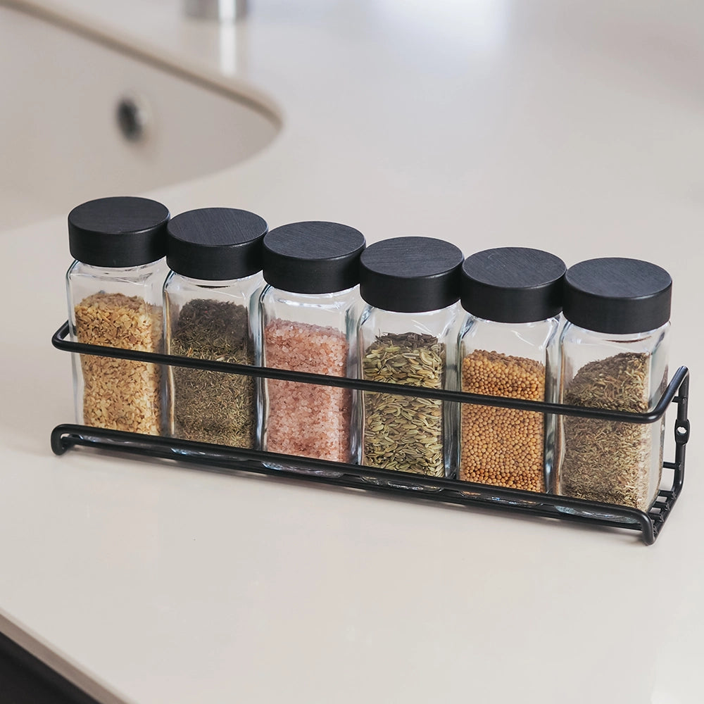 So Clever Vierkante Kruidenpotjes 120 ml (12 st.) Bamboe Zwarte Deksels