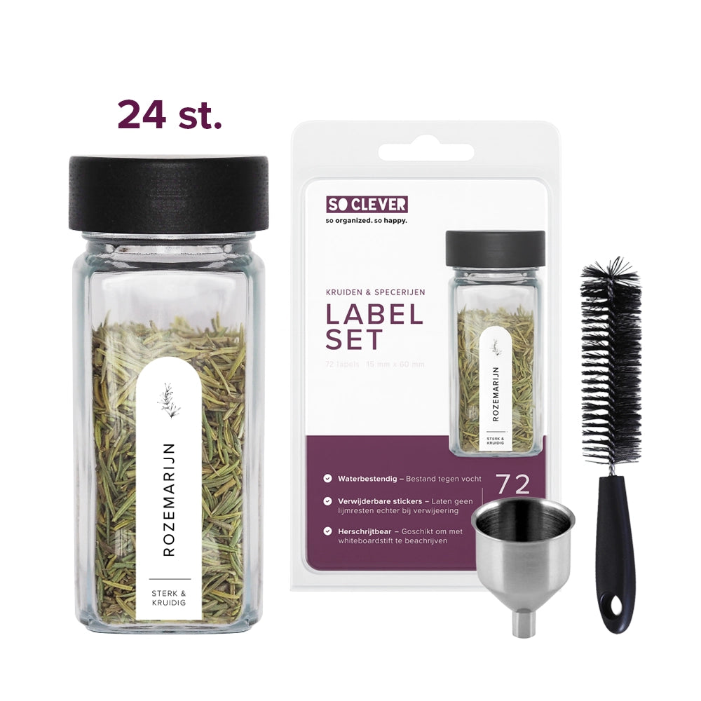 So Clever kruidenset 24 Kruidenpotjes 120 ml met 15x60mm Labels