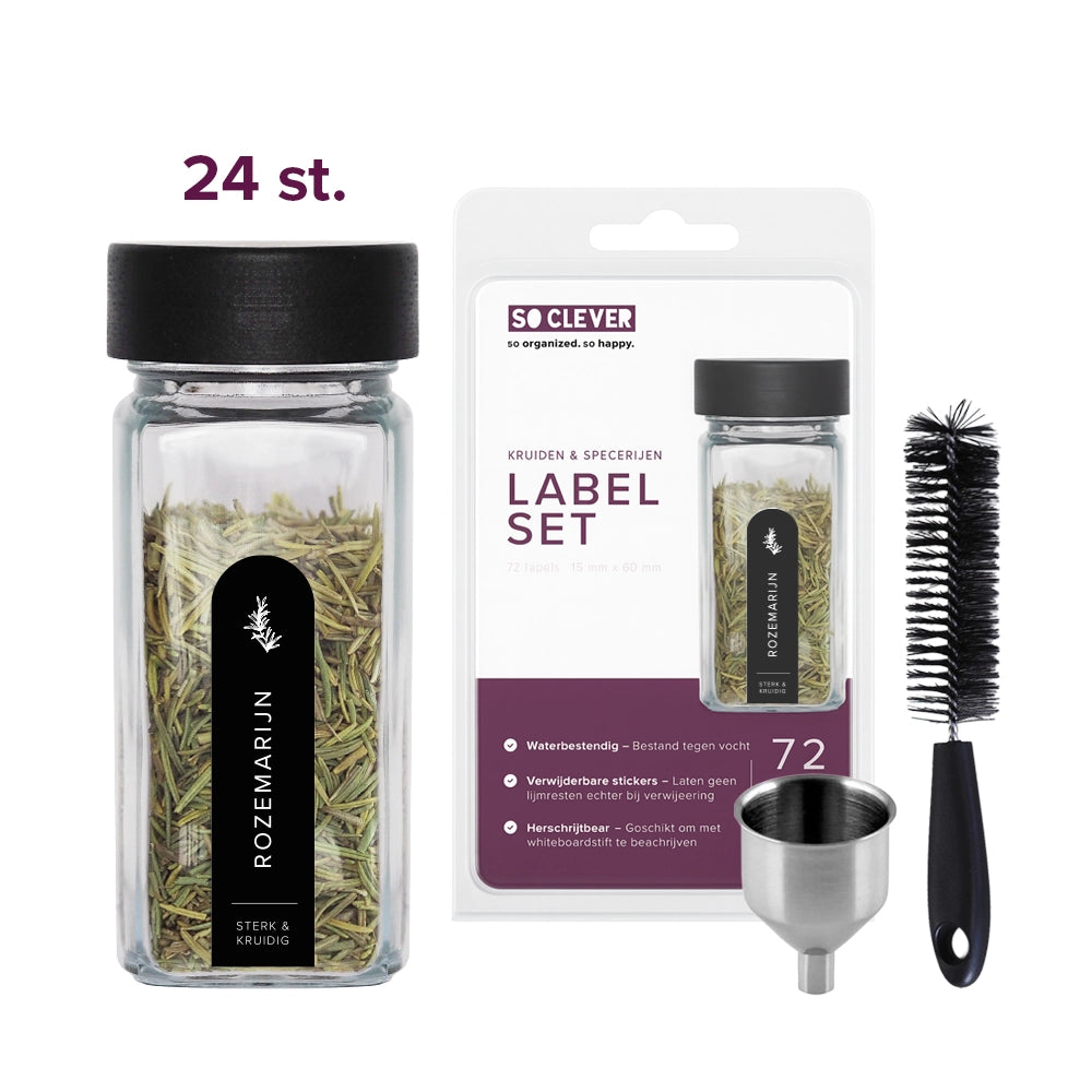 So Clever kruidenset 24 Kruidenpotjes 120 ml met 15x60mm Labels