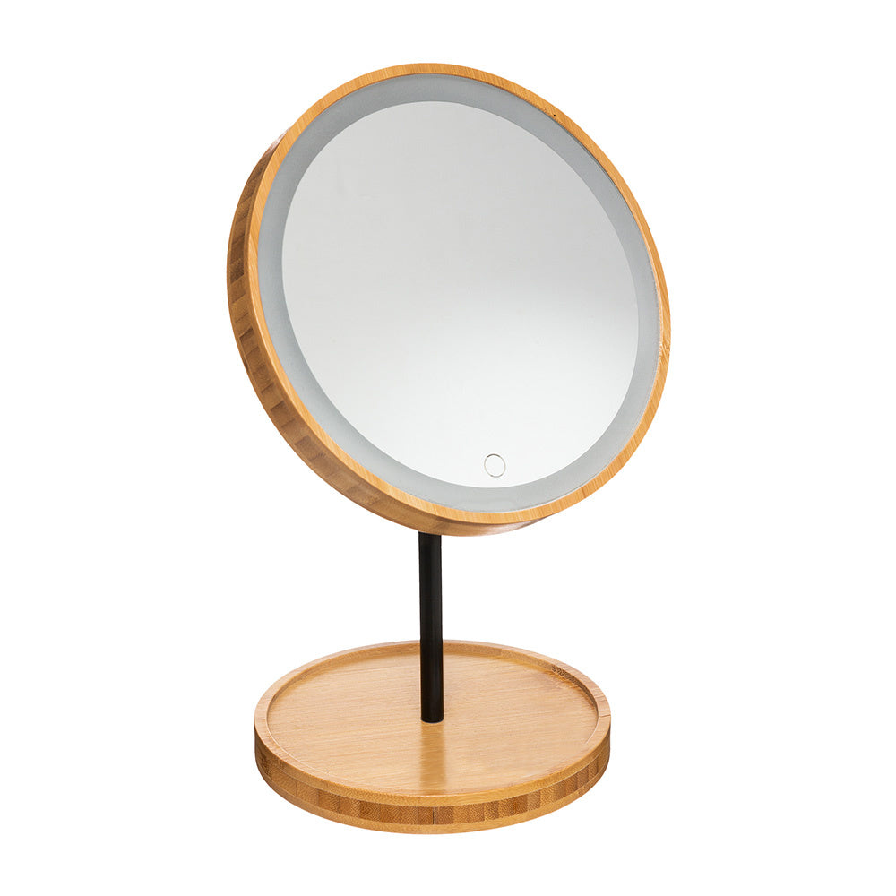 make-up spiegel bamboe led licht