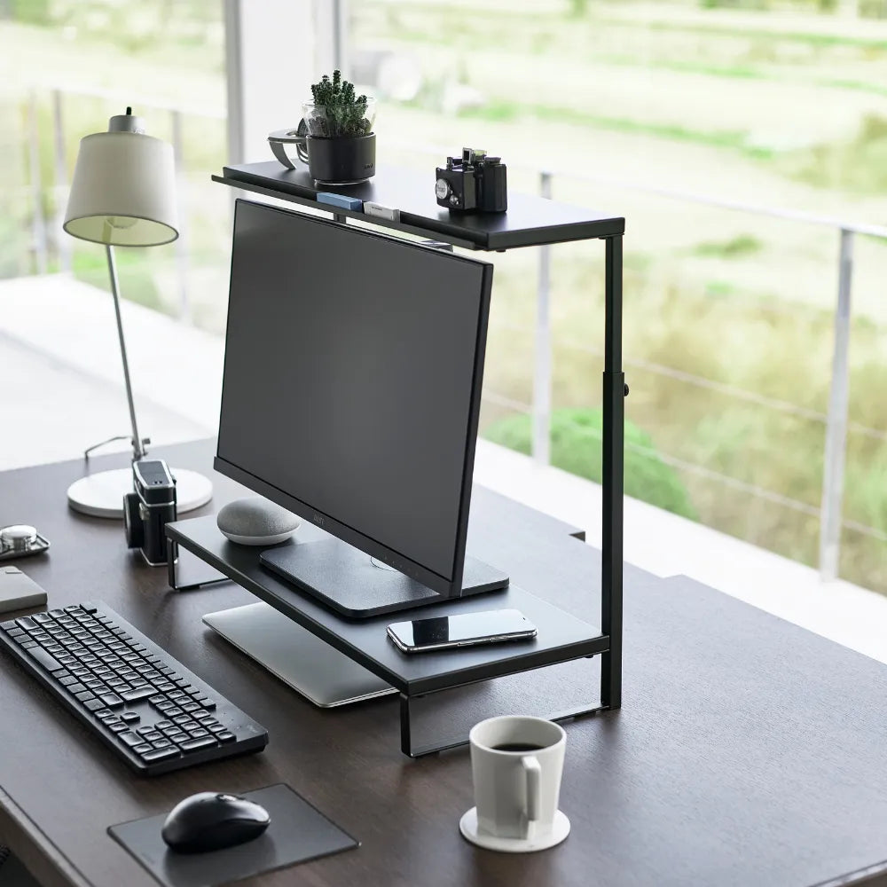 Monitorstandaard zwart 2-laags in hoogte verstelbaar Yamazaki