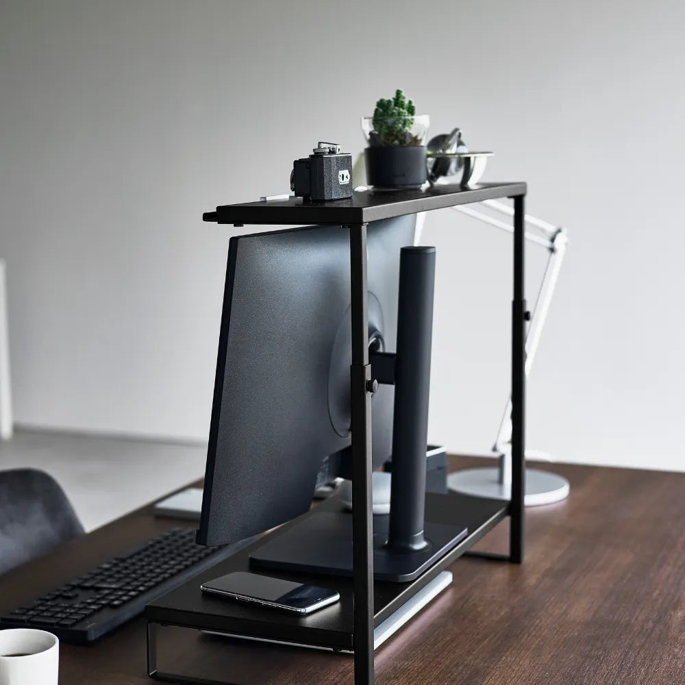 Monitorstandaard zwart 2-laags in hoogte verstelbaar Yamazaki