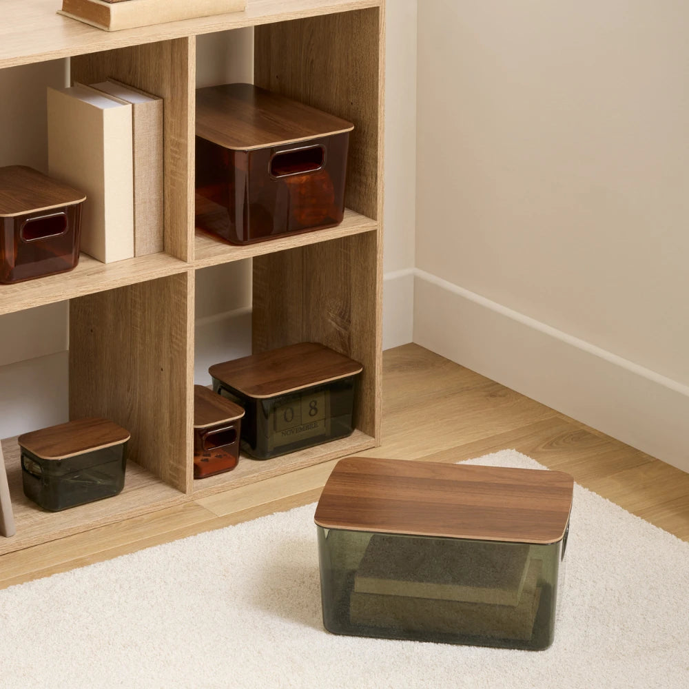 Groen transparant bakje acacia deksel 800 ml Five®