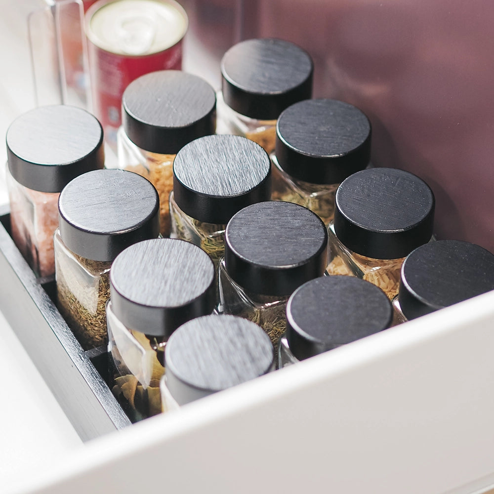 So Clever Vierkante Kruidenpotjes 120 ml (12 st.) Bamboe Zwarte Deksels