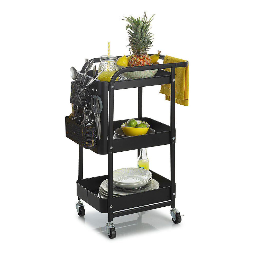 Metalen trolley zwart met opbergbakken Five®
