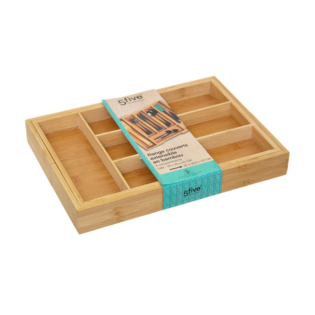uitschuifbare bestekbak van bamboe