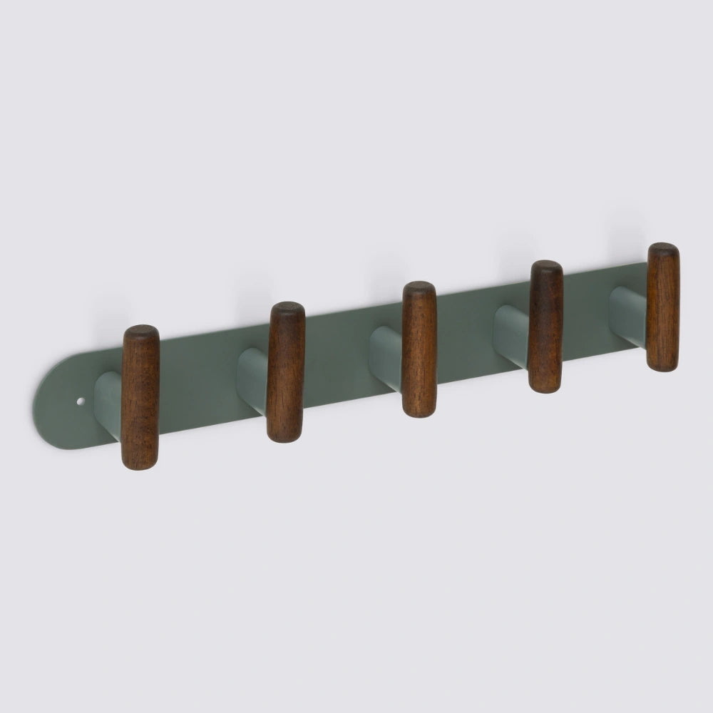 Wandkapstok metaal/hout 40cm met 5 ophanghaken Five® Cassie