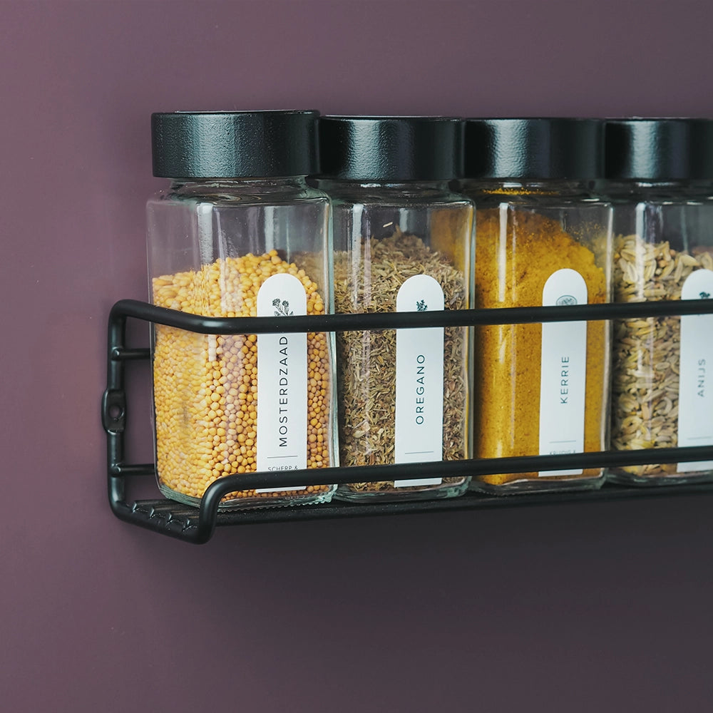 So Clever kruidenset Wand Kruidenrek met 24 Kruidenpotjes en Labels