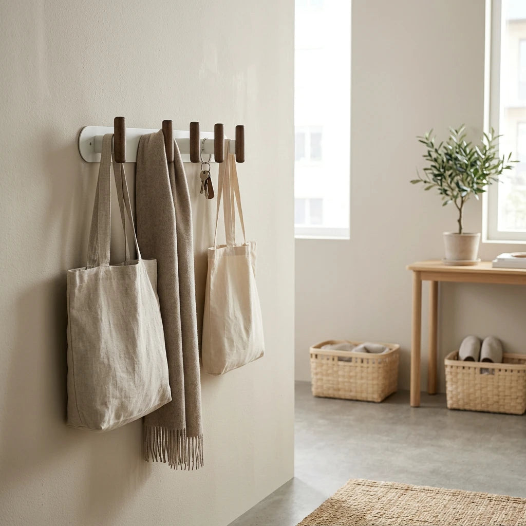 Wandkapstok metaal/hout 40cm met 5 ophanghaken Five® Cassie