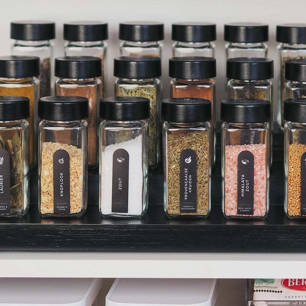 So Clever Vierkante Kruidenpotjes 120 ml (12 st.) Bamboe Zwarte Deksels