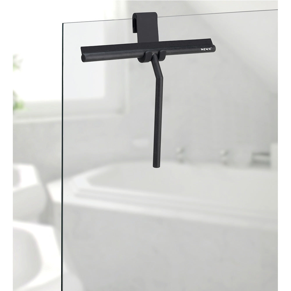Ponsey Douchewisser raamtrekker van roestvrij staal, douchewisser met wandhanger, zonder boren, voor douchedeuren, badkamer, keuken, ramen en autoglas, 31 cm Ponsey Douchewisser raamtrekker van roestvrij staal, douchewisser met wandhanger, zonder boren, voor douchedeuren, badkamer, keuken, ramen en autoglas, 31 cm