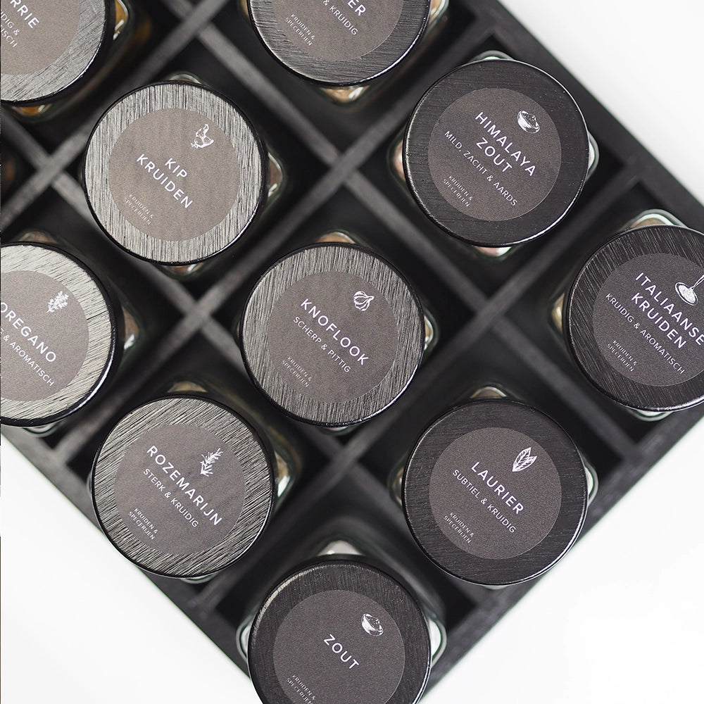 So Clever kruidenset Organizer Lade met 12 Kruidenpotjes en 72 Labels