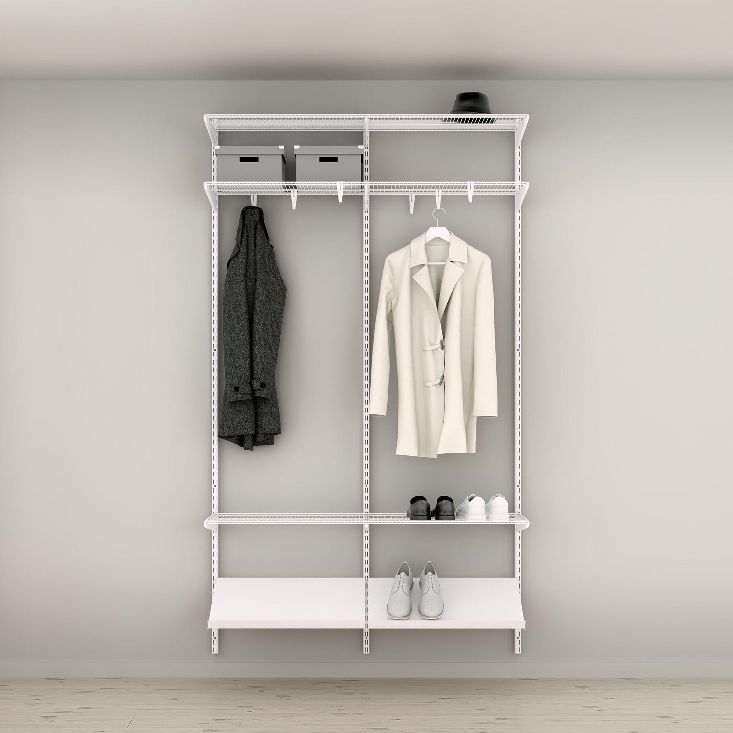 Hallway solution, shoe storage with angled shelves W: 1248 mm