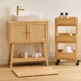 Japandi houten trolley met webbing-look Five®