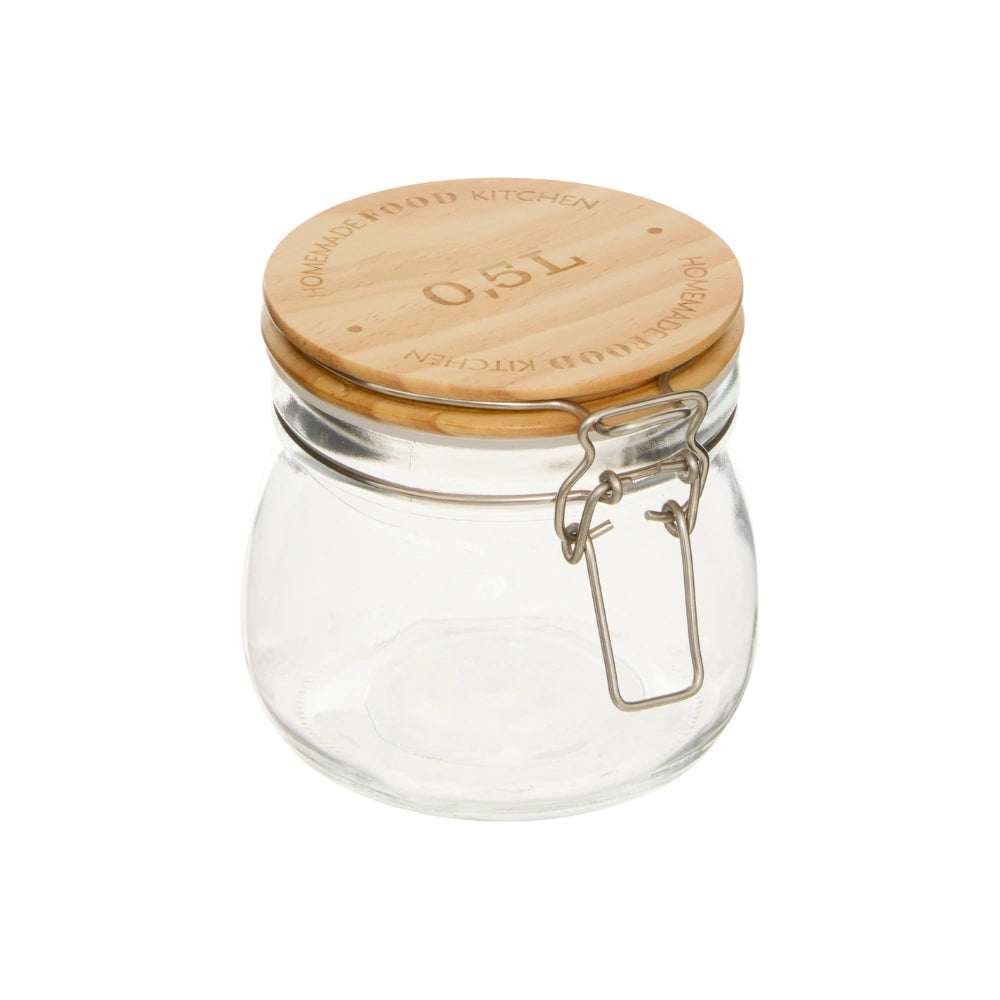 Glazen weckpot houten deksel 500 ml Five®