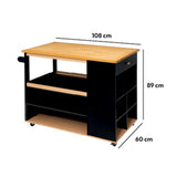 Keukeneiland op wielen hout zwart Five®
