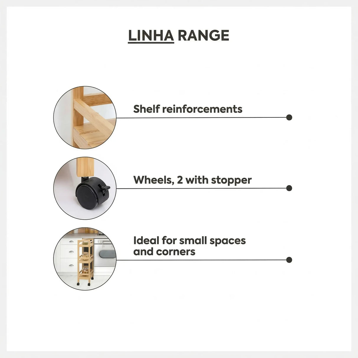 Smalle houten keukentrolley Five®