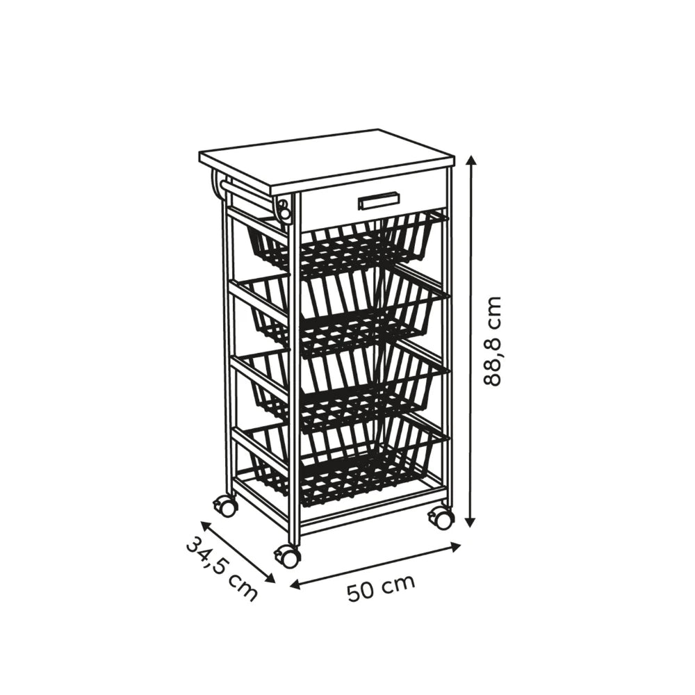 Houten keukentrolley met opbergmanden Five®