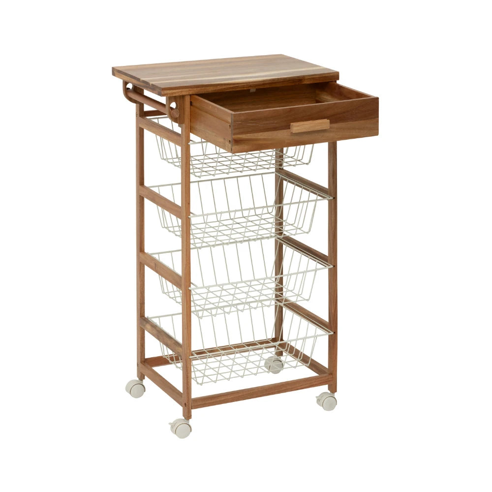 Houten keukentrolley met opbergmanden Five®