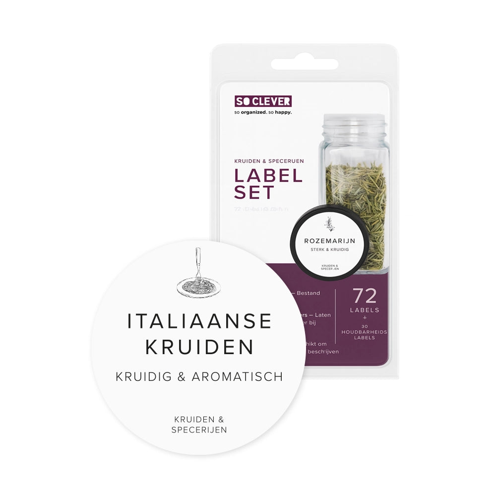 So Clever kruidenset Organizer Lade met 12 Kruidenpotjes en 72 Labels