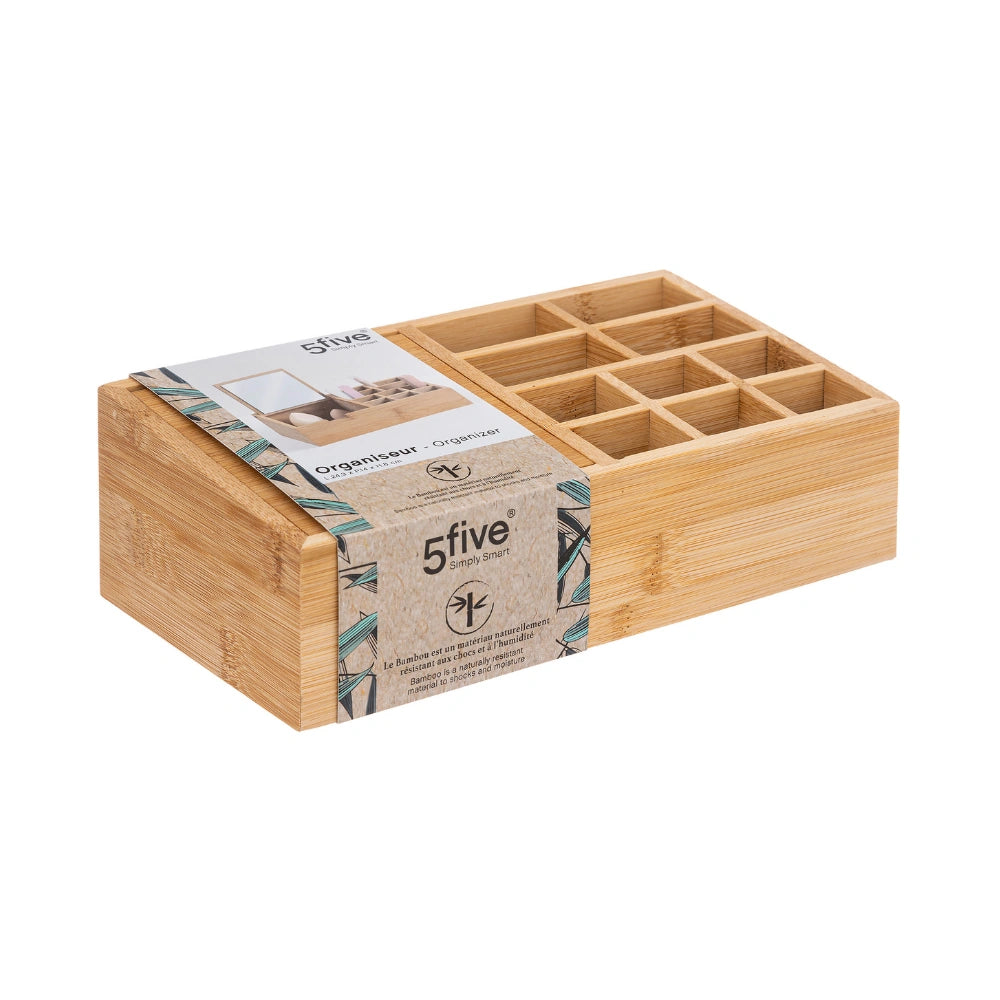 Bamboe make-up display 10 compartimenten en spiegel Five®