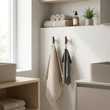 Zelfklevend handdoekhaakje metaal/hout 2 stuks Five® Cassie