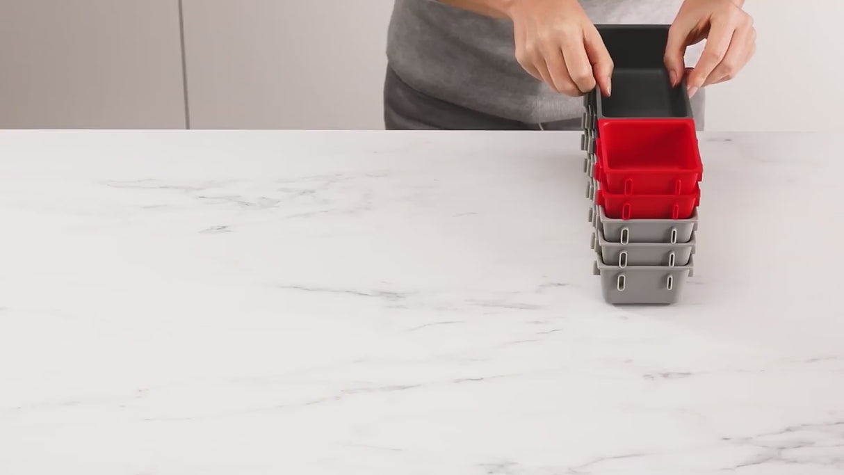 Modulaire 7-delige ladebakjes grijs zwart klikbaar Joseph Joseph