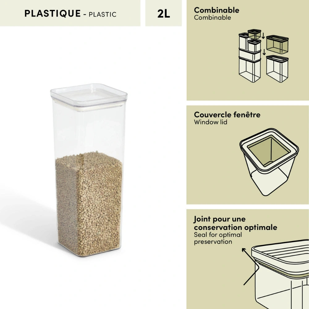 Voorraadpot 2.0 liter luchtdicht en stapelbaar Five®