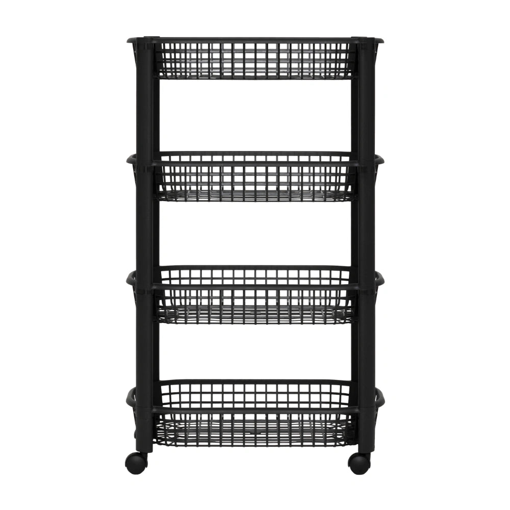 Kunststof zwarte trolley met 4 mandjes Five®