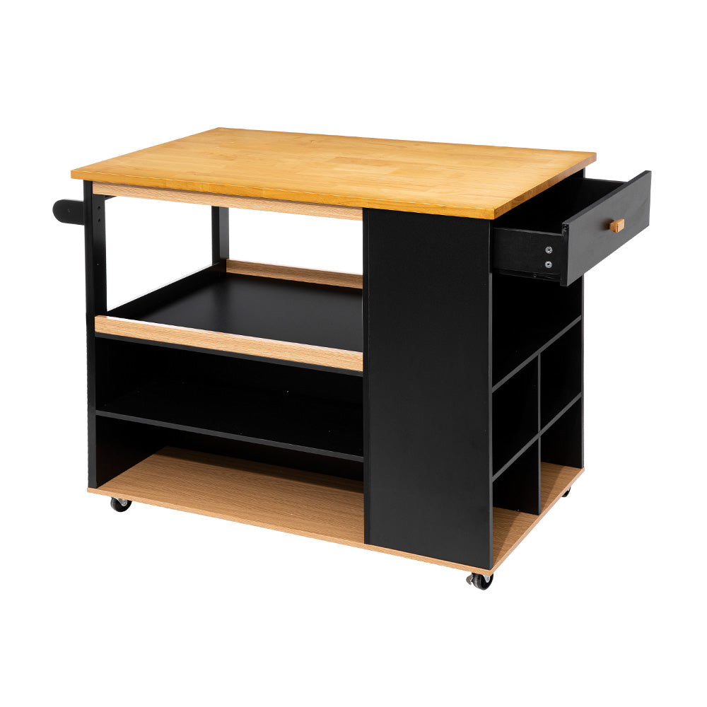 Keukeneiland op wielen hout zwart Five®