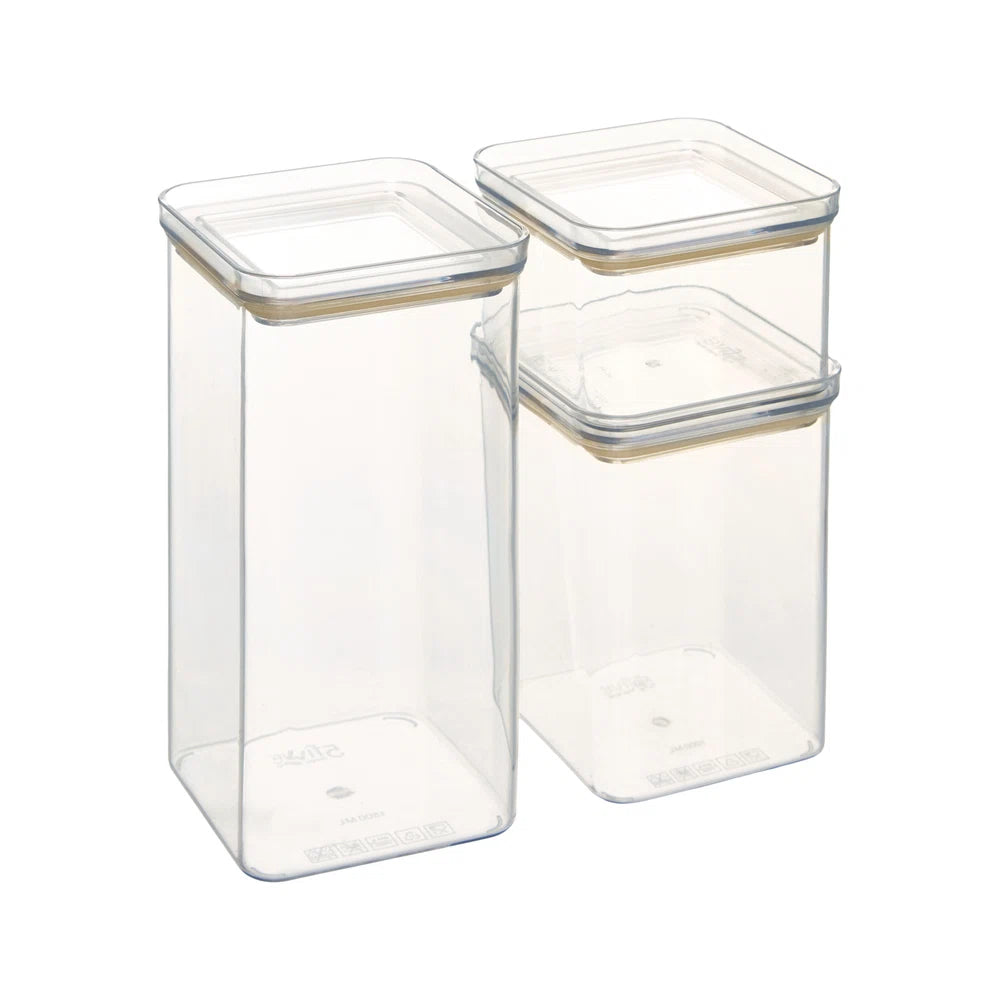 Voorraadpotten set (500ml + 1.0L + 1.5L) luchtdicht en stapelbaar Five®
