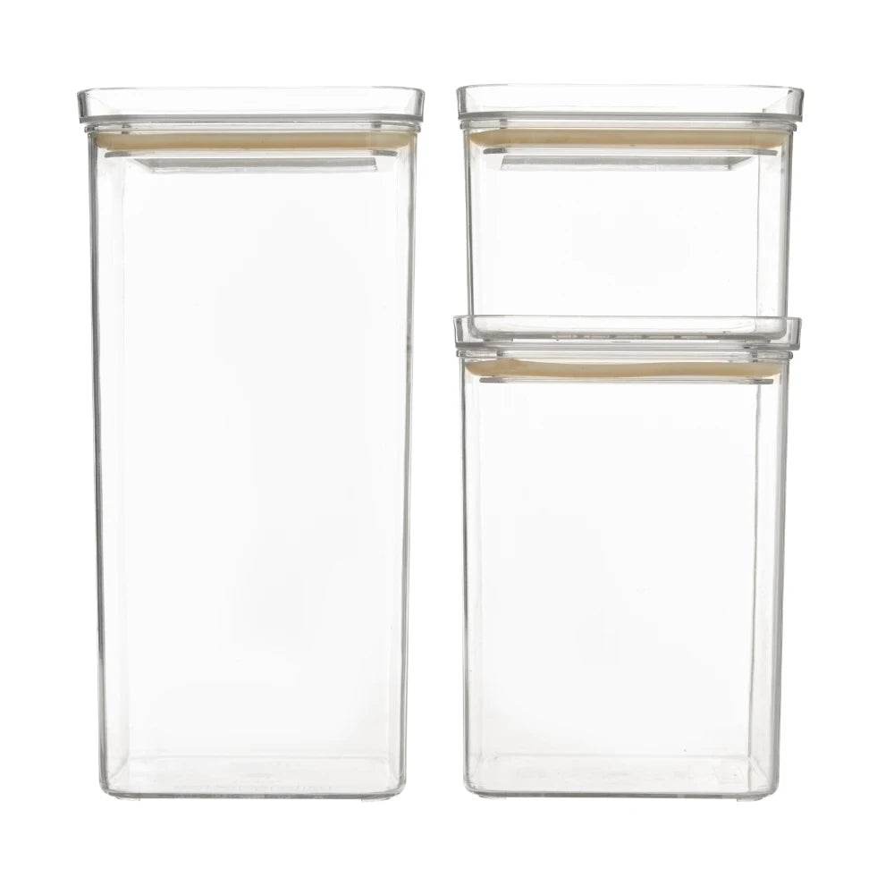 Voorraadpotten set (500ml + 1.0L + 1.5L) luchtdicht en stapelbaar Five®