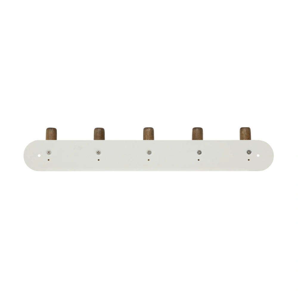Wandkapstok metaal/hout 40cm met 5 ophanghaken Five® Cassie
