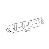 Wandkapstok metaal/hout 40cm met 5 ophanghaken Five® Cassie