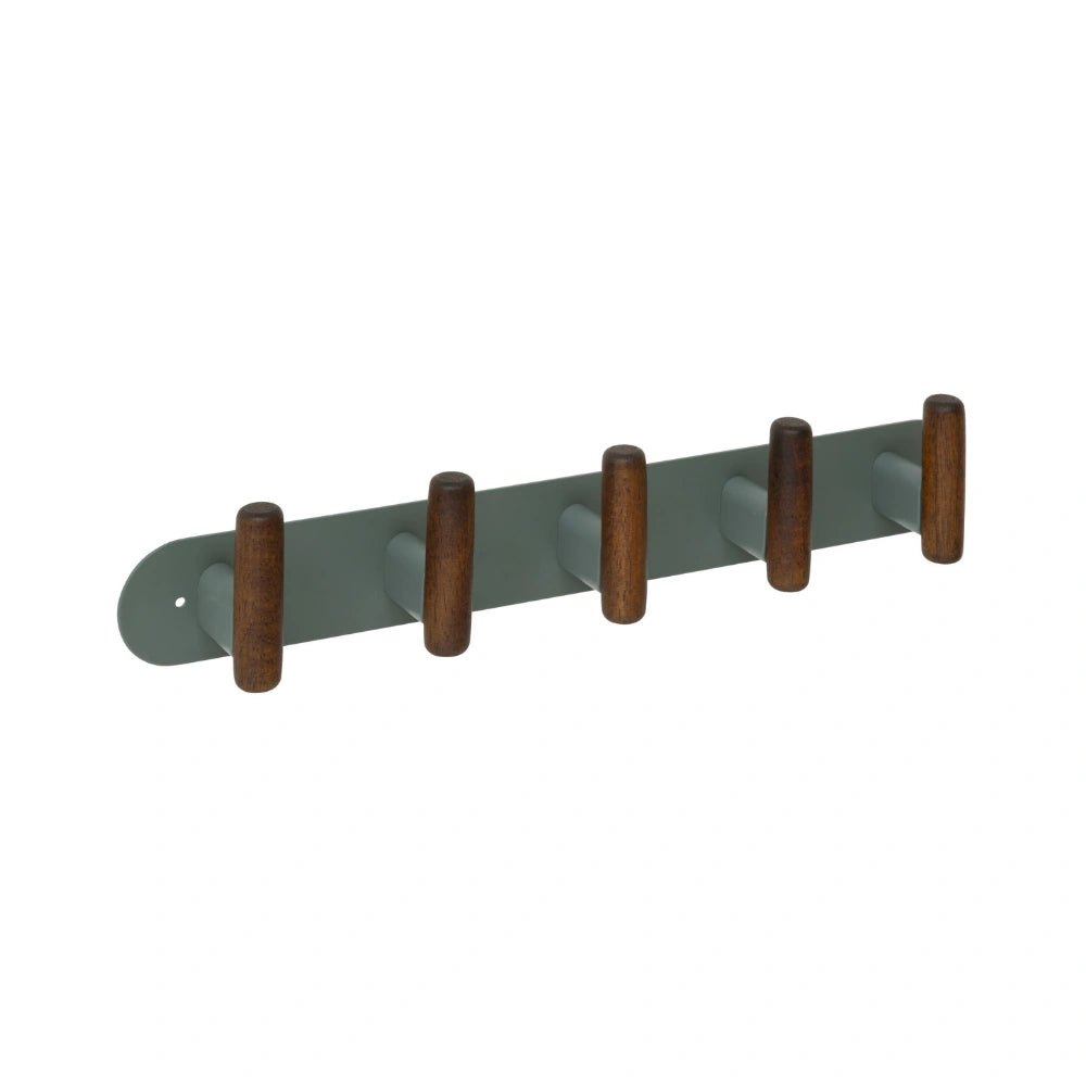 Wandkapstok metaal/hout 40cm met 5 ophanghaken Five® Cassie