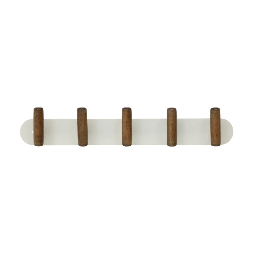 Wandkapstok metaal/hout 40cm met 5 ophanghaken Five® Cassie