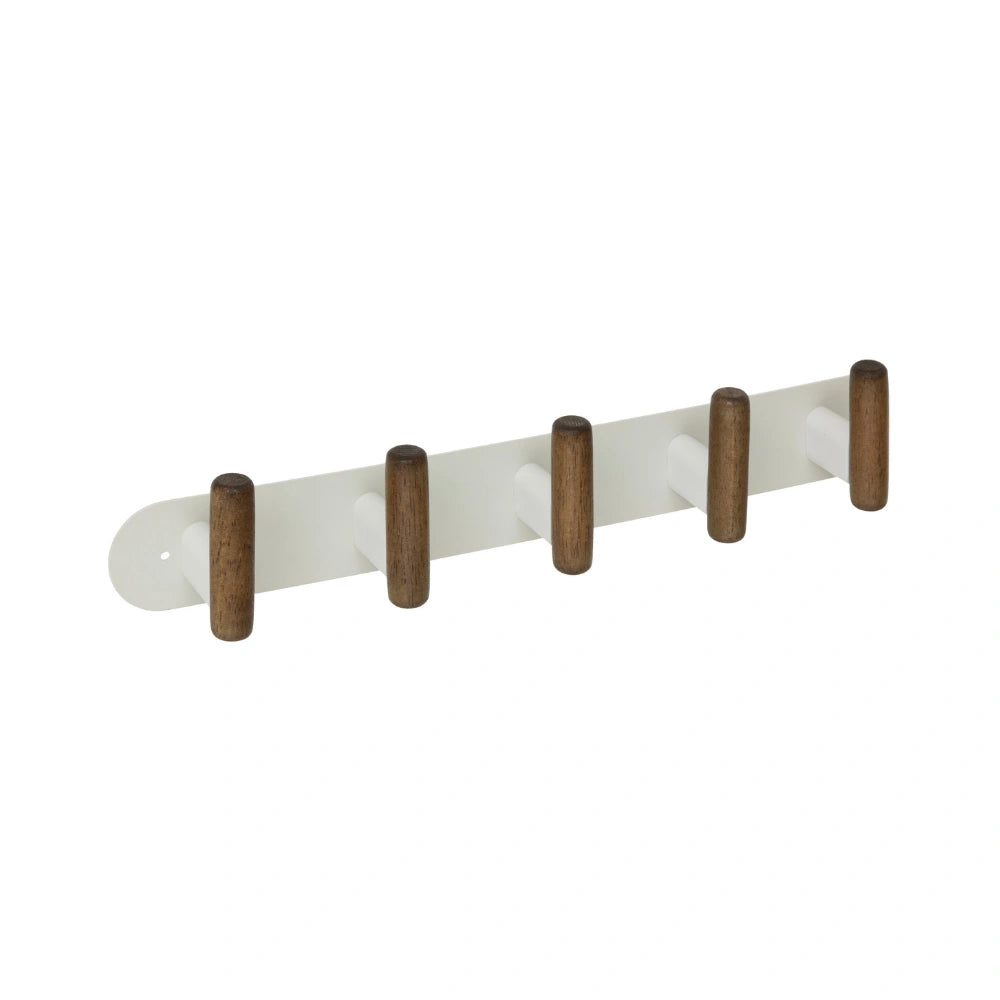 Wandkapstok metaal/hout 40cm met 5 ophanghaken Five® Cassie