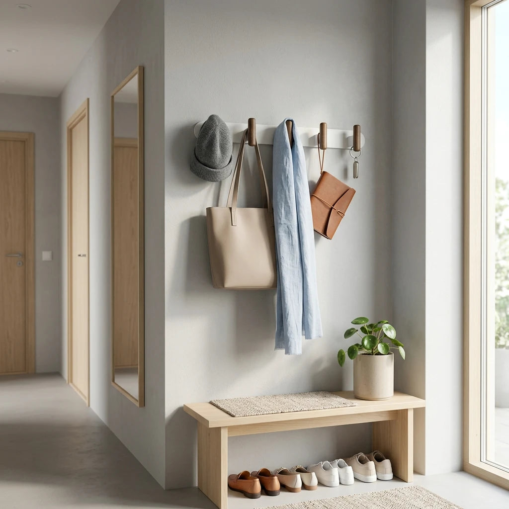 Wandkapstok metaal/hout 40cm met 5 ophanghaken Five® Cassie