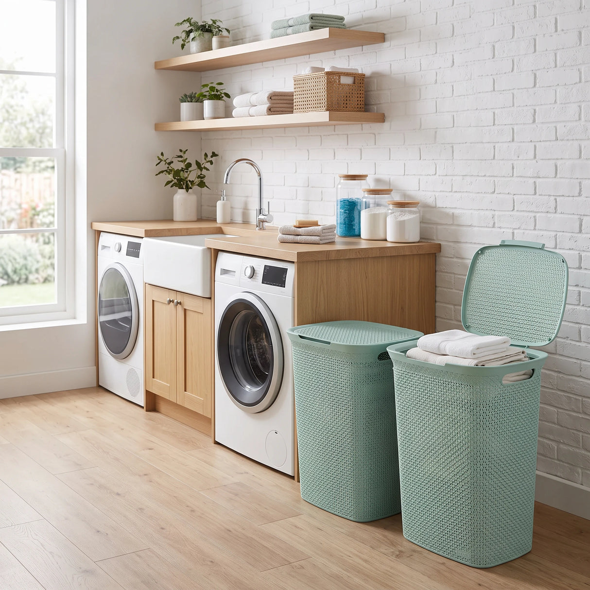 Kunststof wasmand met deksel 57 liter Five®