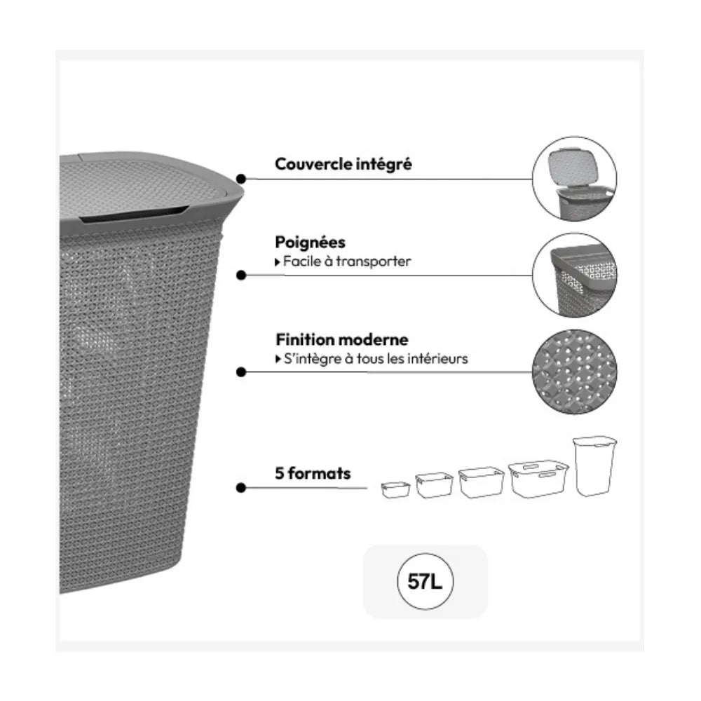 Kunststof wasmand met deksel 57 liter Five®