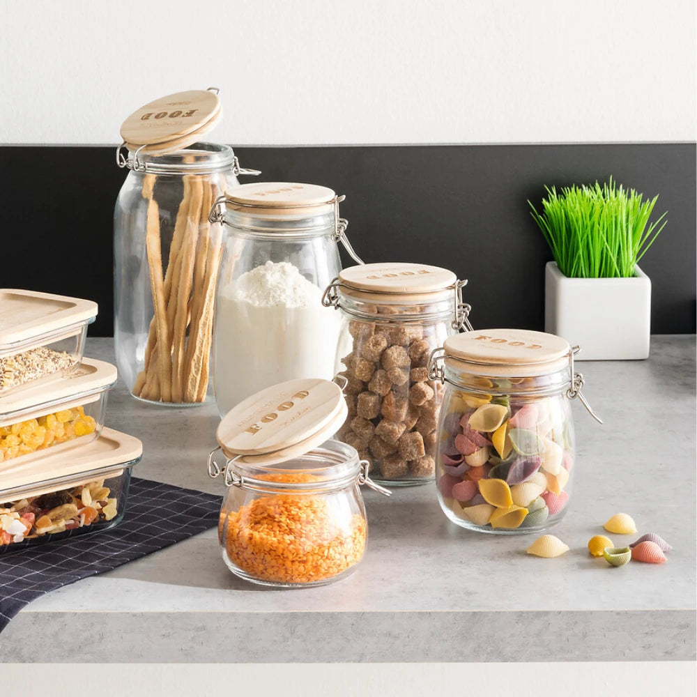 Glazen weckpot houten deksel 750 ml Five®